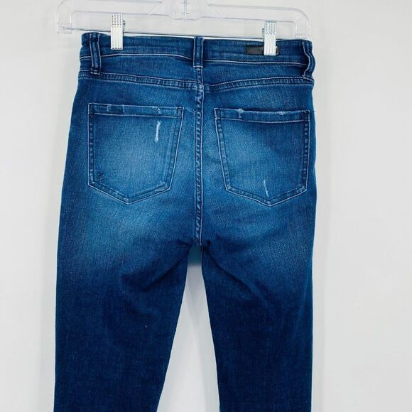 Kut from the Kloth Size 00 Dark Wash Raw Hem Donna High Rise Ankle Skinny Jeans - Picture 7 of 9